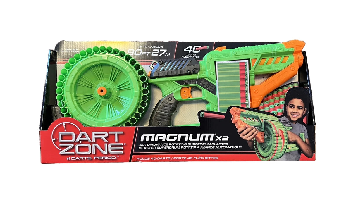 Dart Zone Magnum X2 Superdrum Dart Blaster Up to 90 ft, Auto Rotating Drum