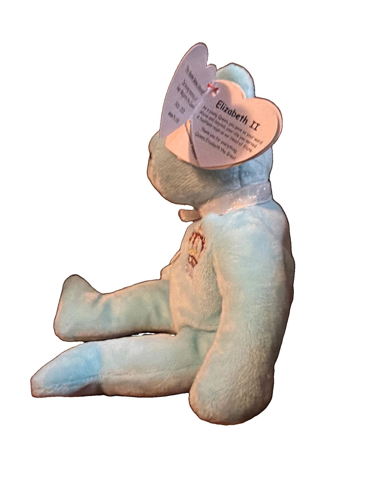 TY Beanie Baby Queen Elizabeth II 1926-2022 - 8.5" Light Blue Bear