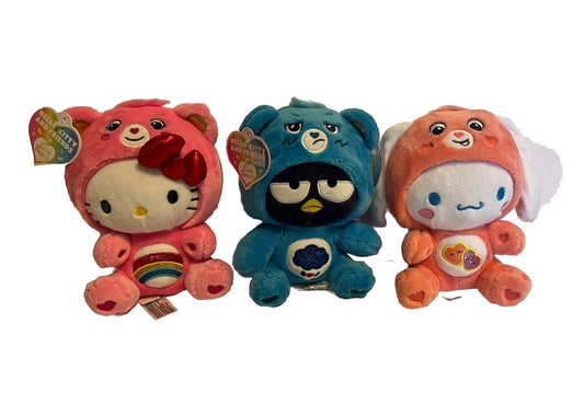 3 Sanrio Hello Kitty Cinnamoroll Badtz-Maru X Care Bears 10" Limited Plush