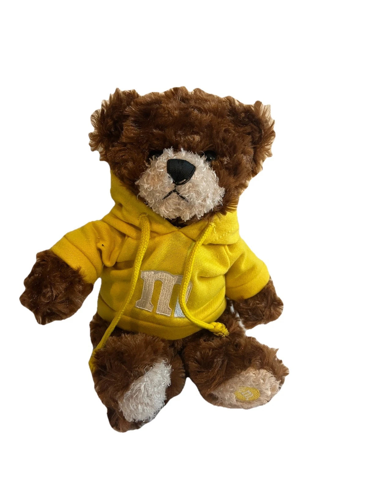 Vintage Yellow M&M World NYC Candy Plush Bear With Yellow Hoodie 12"