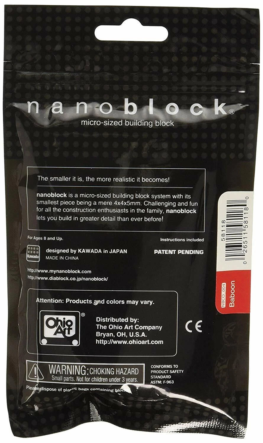 Nanoblock Micro Size Baboon 140pcs