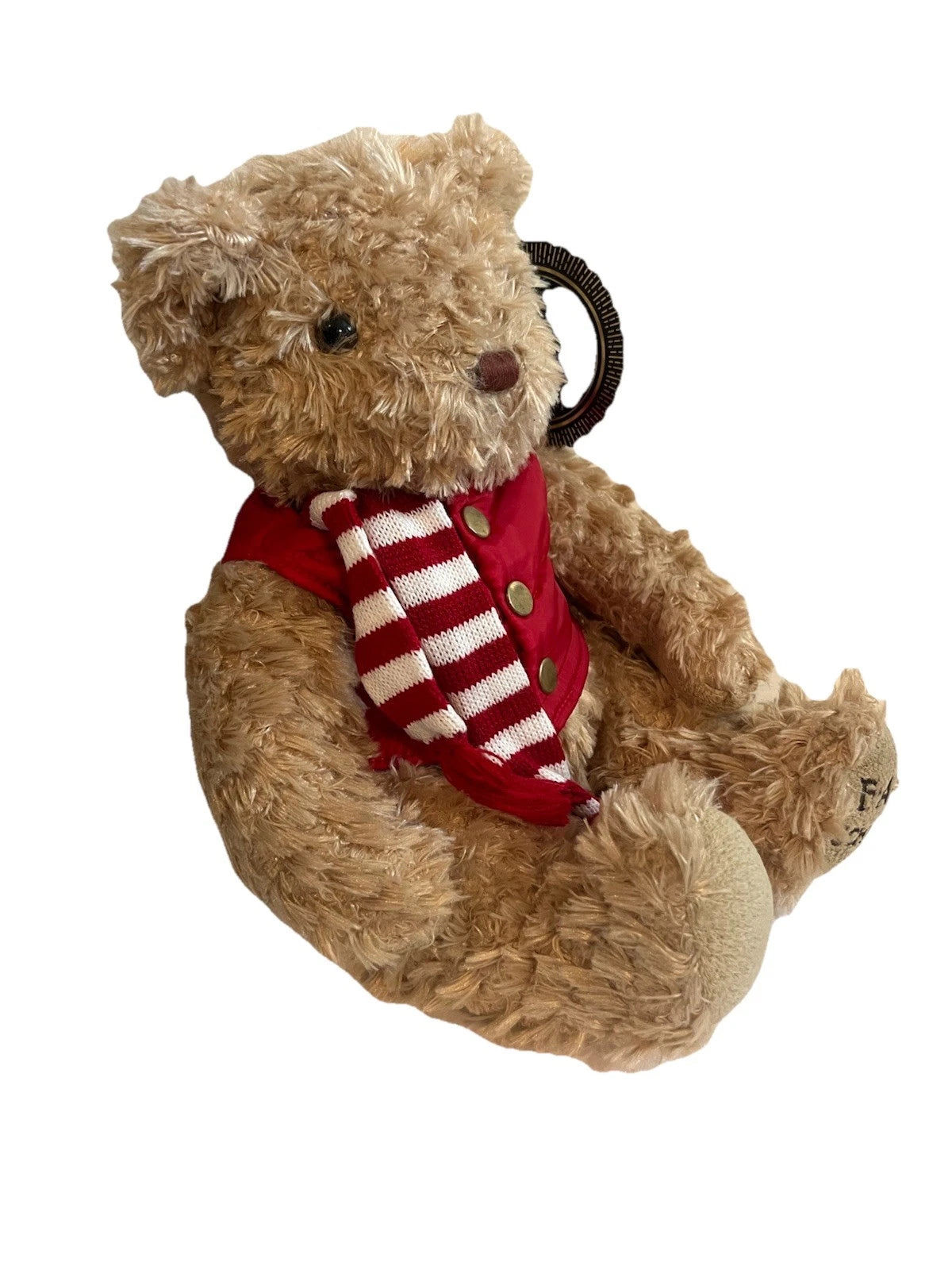 FAO Schwarz 2018 Brown Bear Plush in Red Winter Vest & Scarf