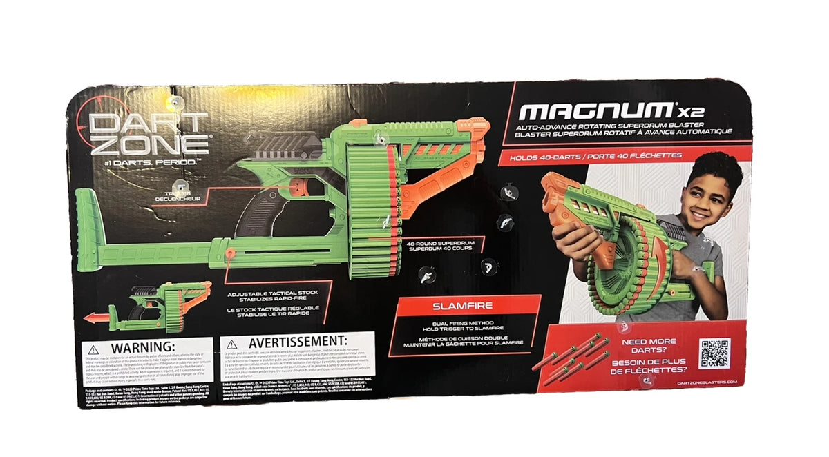 Dart Zone Magnum X2 Superdrum Dart Blaster Up to 90 ft, Auto Rotating Drum