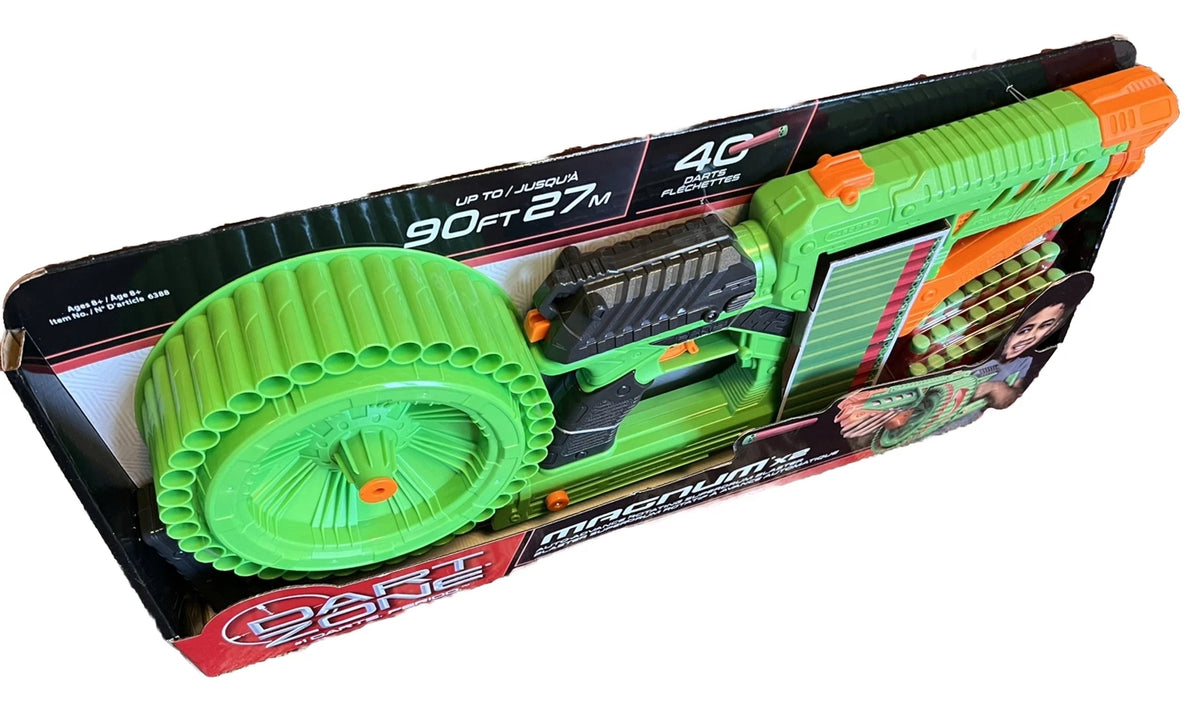 Dart Zone Magnum X2 Superdrum Dart Blaster Up to 90 ft, Auto Rotating Drum