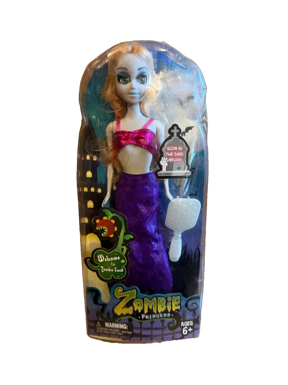 Zombie Princess Ariel 11" Doll w/ Glow In The Dark Brush *Retired Rare