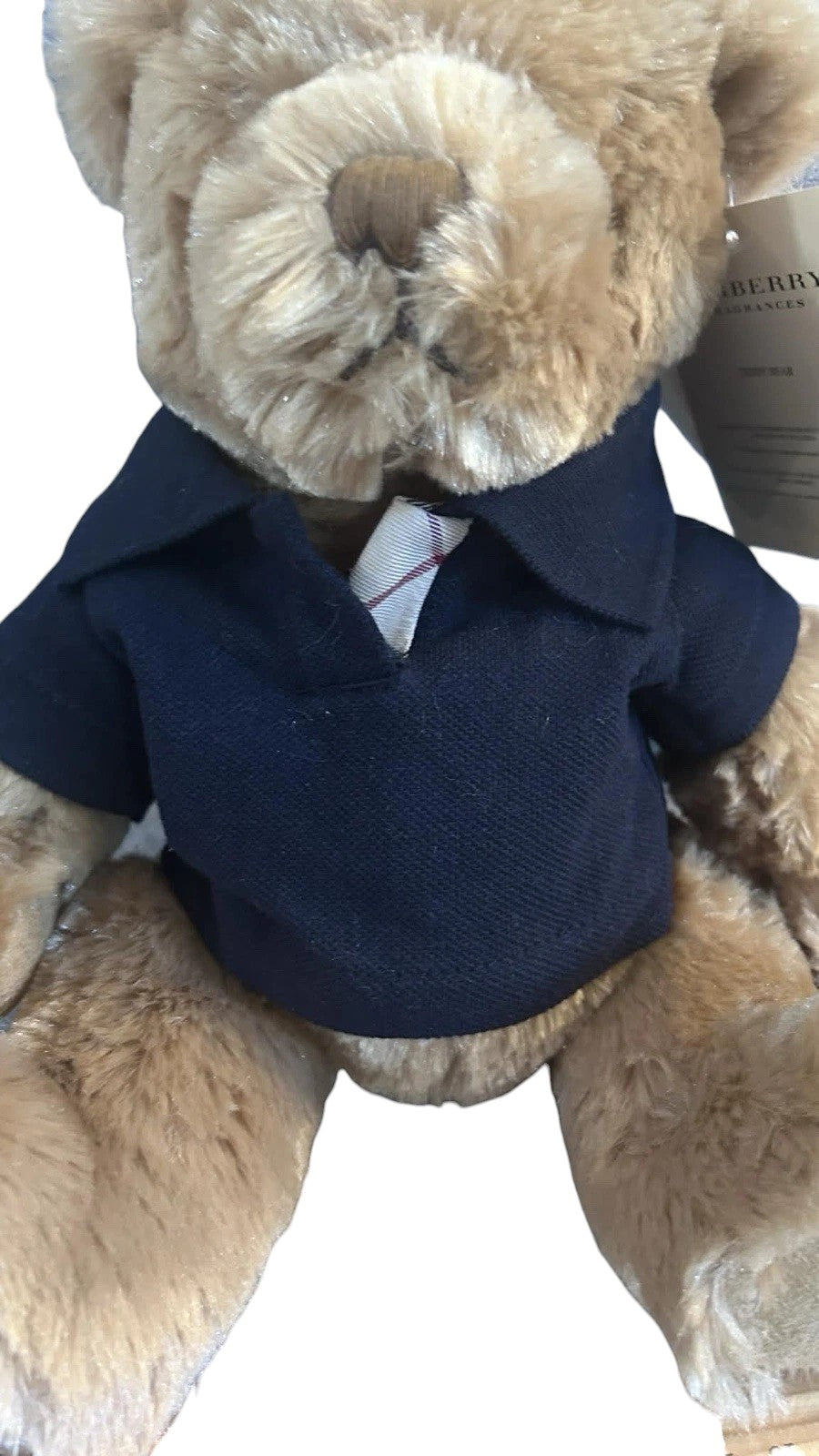 Burberry Plush Teddy Bear Blue Navy Polo Shirt 12" Tall