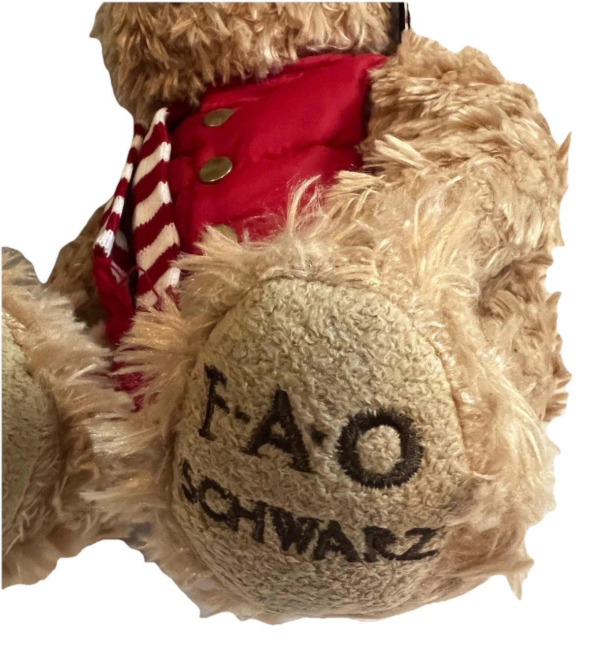 FAO Schwarz 2018 Brown Bear Plush in Red Winter Vest & Scarf