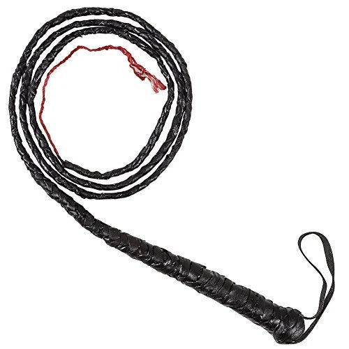 Indiana Jones Catwoman 6' Black Hand Braided Leather Bullwhip Bull Whip
