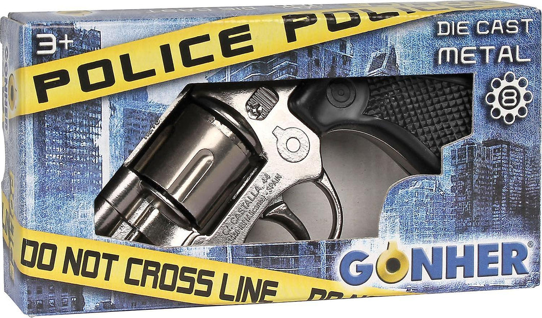 357 Colt Detective Style 8-Shot Toy Cap Gun by Gonher - Silver or Black