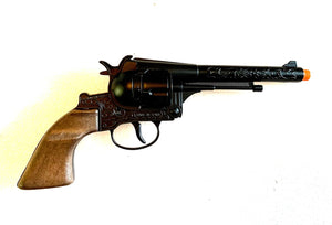 Gonher Wild West Doc Holliday 12 Shot Cap Gun Revolver - Black with Faux Wood Grips