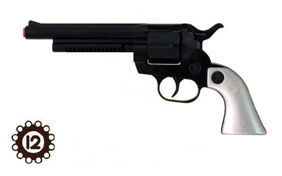 Gonher Cowboy Cavalry Style 12 Shot Cap Gun Revolver - Black & Pearl Grip 1