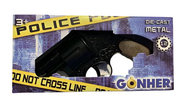Gonher Police Series Filigreed 12 Shot Cap Gun Revolver - Black 5