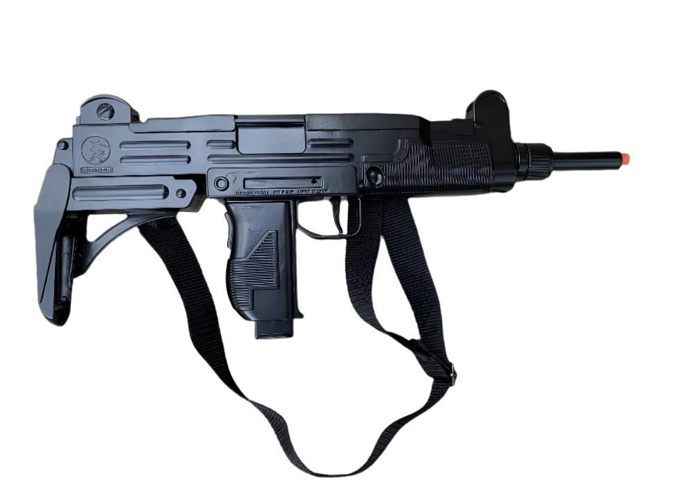 Gonher Replica Israeli Uzi Style 12 Caps Submachine Toy Cap Gun - Black Finish with Sling 1