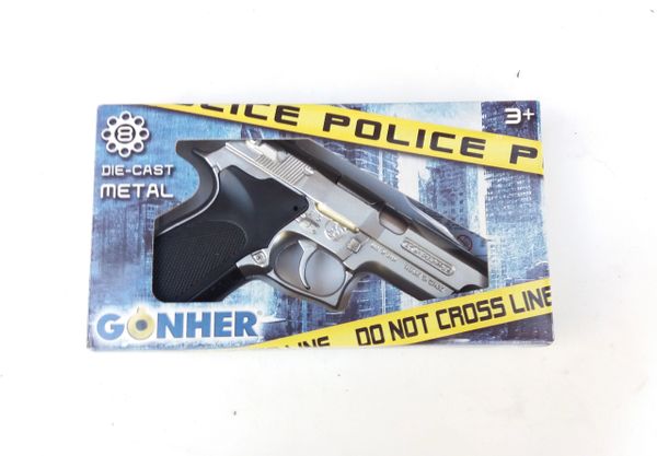 Gonher S&W Style Police 8 Shot Diecast Toy Cap Gun - Silver 4