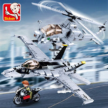 Load image into Gallery viewer, Sluban Military Aircraft Series: Super Hornet Fighter Plane OR Cobra Viper Helicopter

