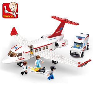 Sluban Commercial Airplane Collection: Choose from Cargo Plane, Air Ambulance or Passenger Plane Building Blocks Set